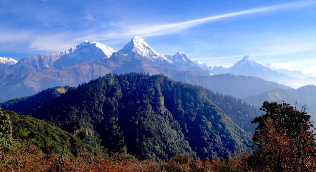 vandringsresa Nepal, vyer av snötäckta berg