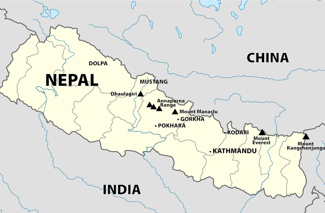 vandringsresor Nepal, karta